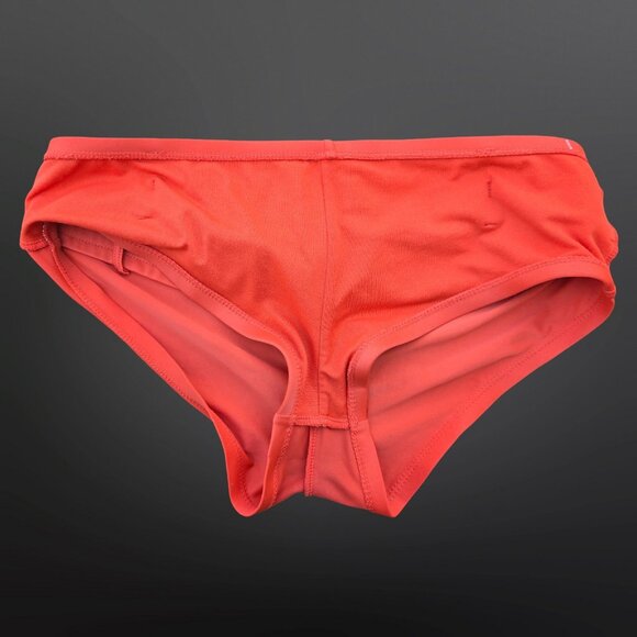 Vintage 90s Y2K Boyshorts Halter Bikini Size 12 Orange Belted Bamboo Buckle - Picture 10 of 10